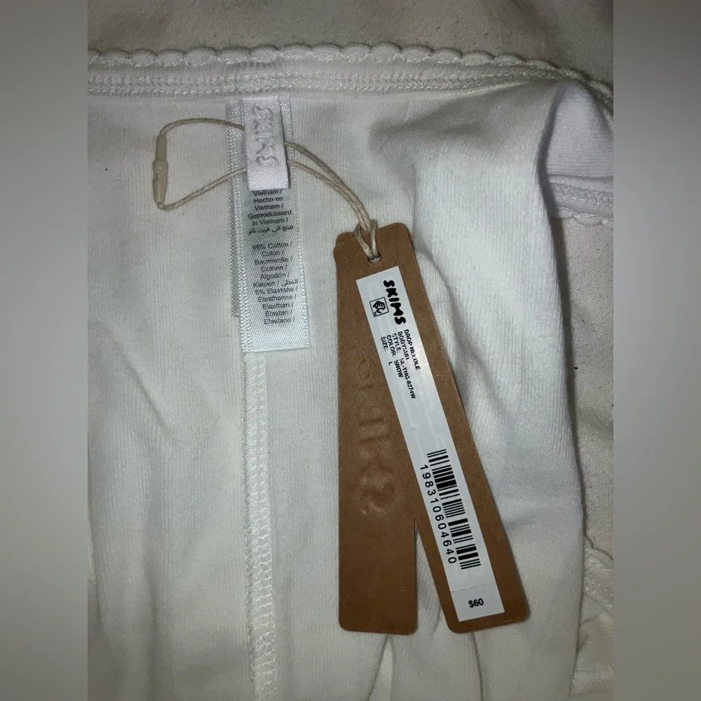 SKIMS NEW sweet sexy textured bodysuit sz L Large snow white NWT cotton cami - Picture 5 of 8